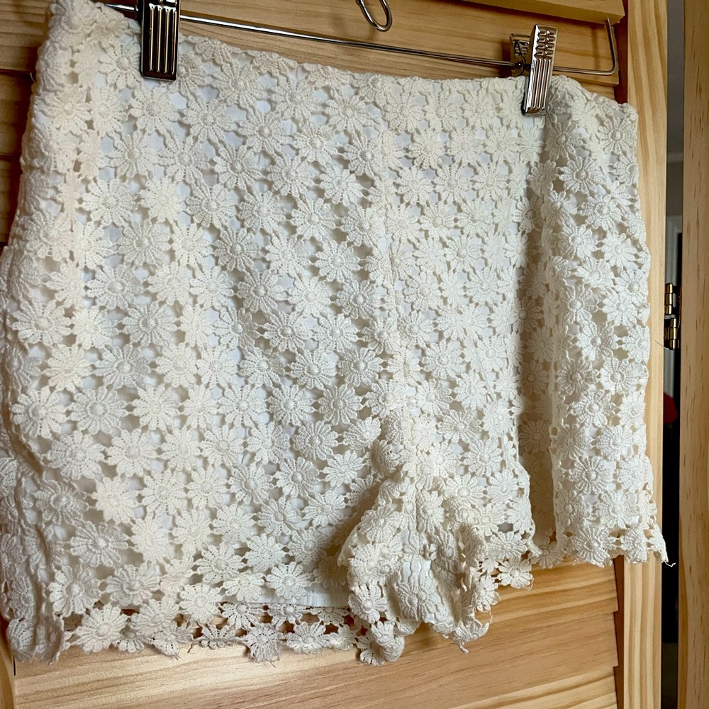 Floral Eyelet Short Shorts